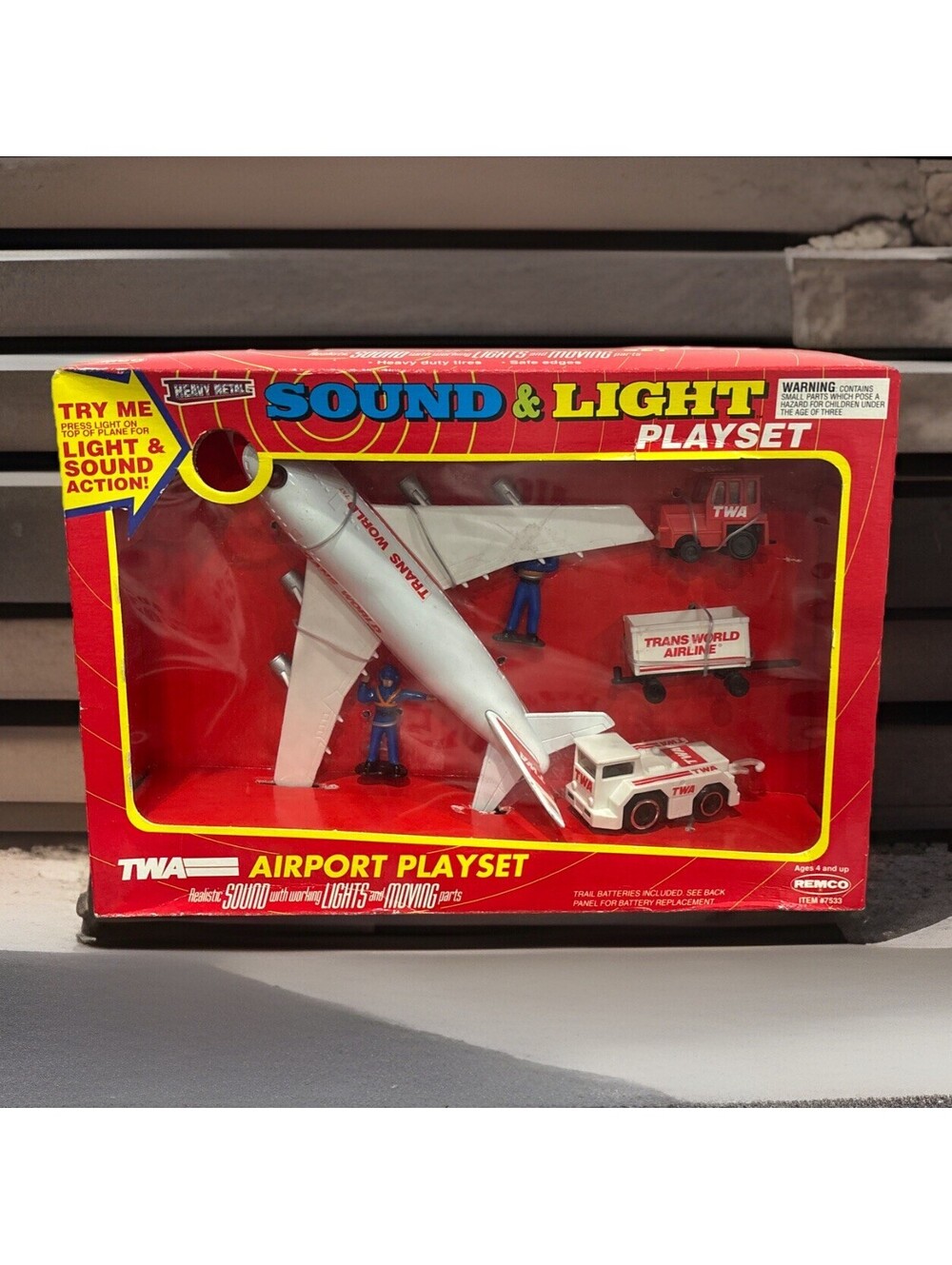 TWA Airlines Airport Play Set Sounds Lights Work 1993 Sealed NOS Vintage Works